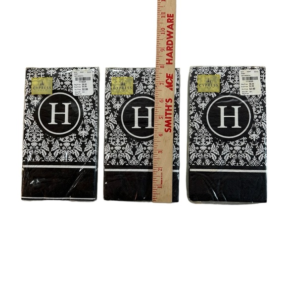 Lot(3) Cypress Home Paper Napkins Guest Towels “H” Monogram Black White Graphic - Picture 4 of 4
